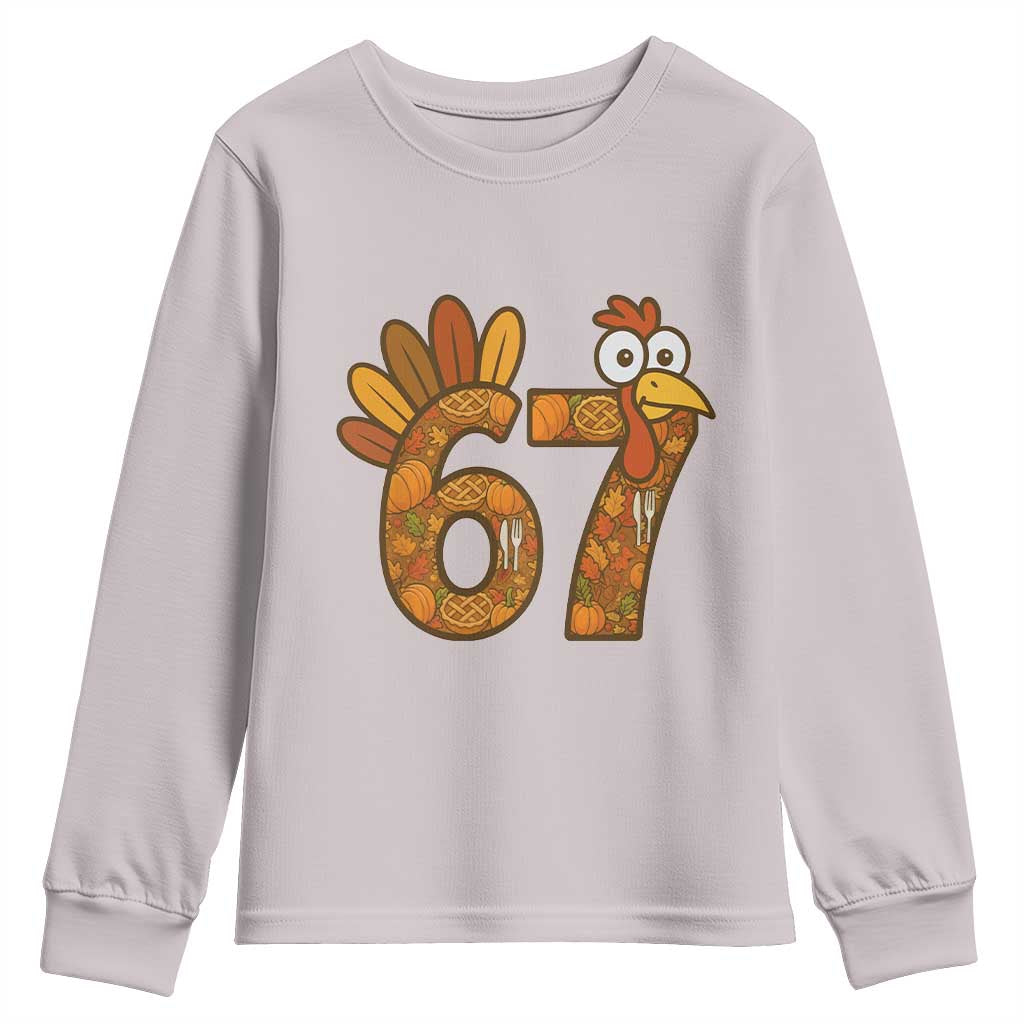 Six And Seven Meme Turkey Youth Sweatshirt Funny Thanksgiving Gift TS12 Ice Gray Print Your Wear