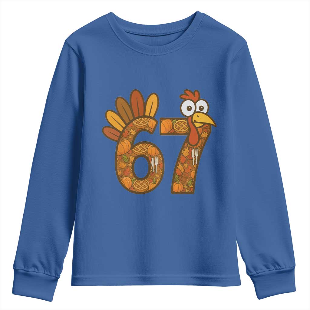 Six And Seven Meme Turkey Youth Sweatshirt Funny Thanksgiving Gift TS12 Royal Blue Print Your Wear