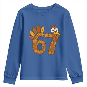 Six And Seven Meme Turkey Youth Sweatshirt Funny Thanksgiving Gift TS12 Royal Blue Print Your Wear