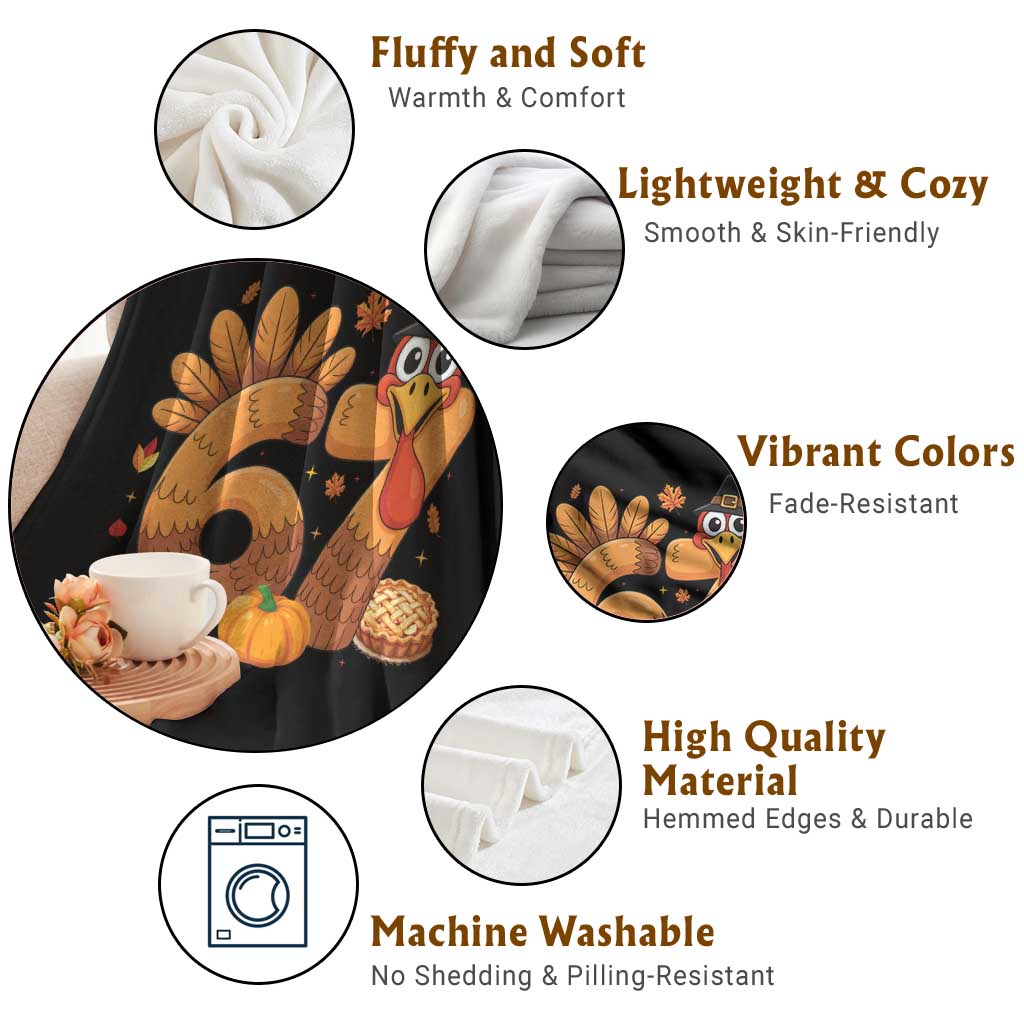 Funny Turkey Six And Seven Meme Throw Blanket Thanksgiving Gift TS12 Print Your Wear