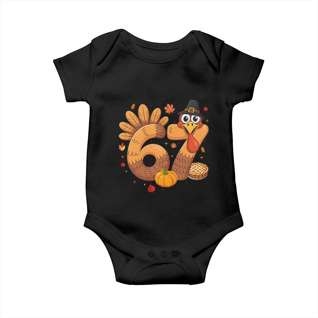 Funny Turkey Six And Seven Meme Baby Onesie Thanksgiving Gift TS12 Black Print Your Wear