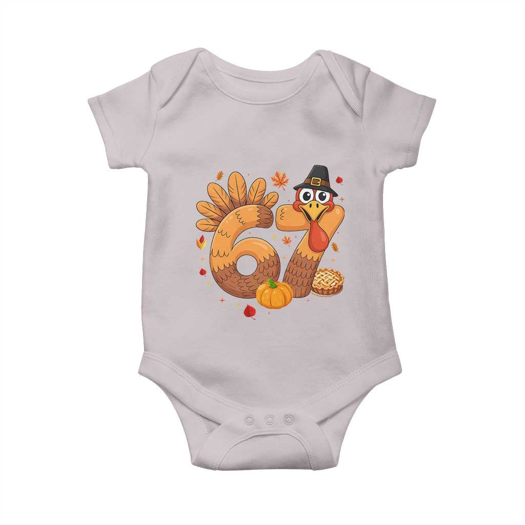 Funny Turkey Six And Seven Meme Baby Onesie Thanksgiving Gift TS12 Ice Gray Print Your Wear