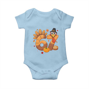 Funny Turkey Six And Seven Meme Baby Onesie Thanksgiving Gift TS12 Light Blue Print Your Wear