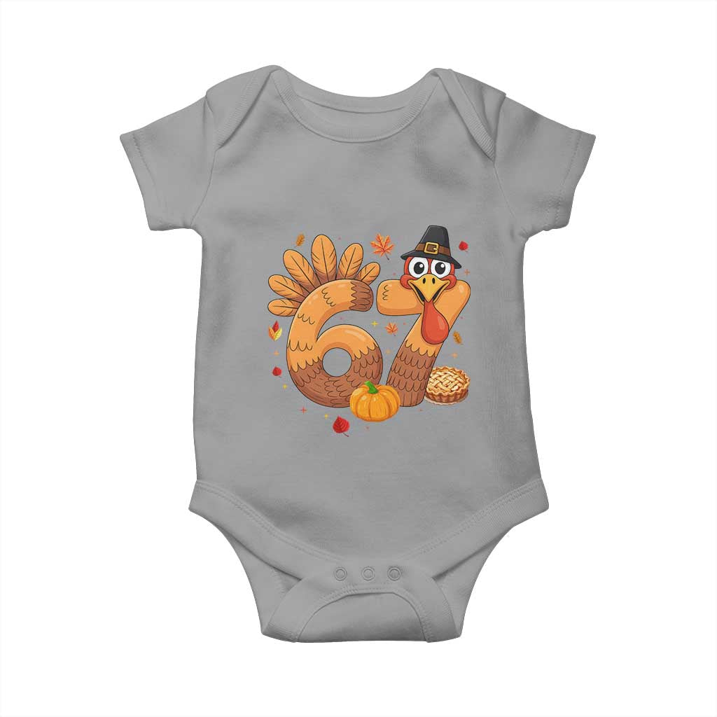 Funny Turkey Six And Seven Meme Baby Onesie Thanksgiving Gift TS12 Sport Gray Print Your Wear