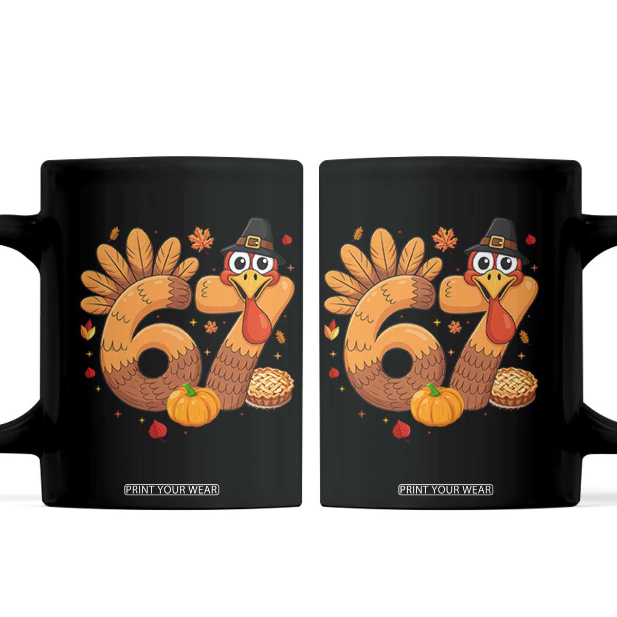 Funny Turkey Six And Seven Meme Coffee Mug Thanksgiving Gift TS12 Black Print Your Wear