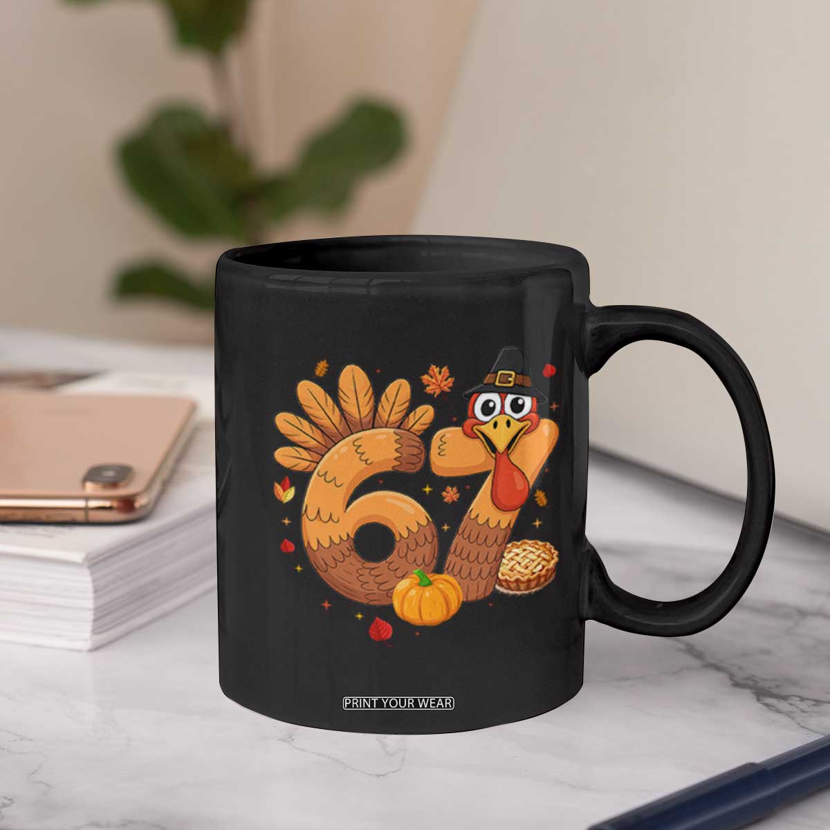 Funny Turkey Six And Seven Meme Coffee Mug Thanksgiving Gift TS12 Print Your Wear