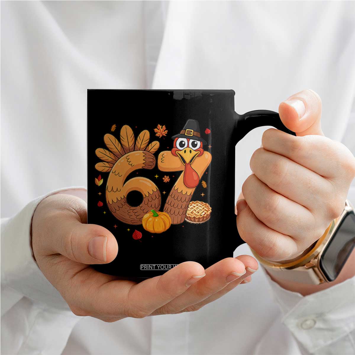 Funny Turkey Six And Seven Meme Coffee Mug Thanksgiving Gift TS12 Print Your Wear
