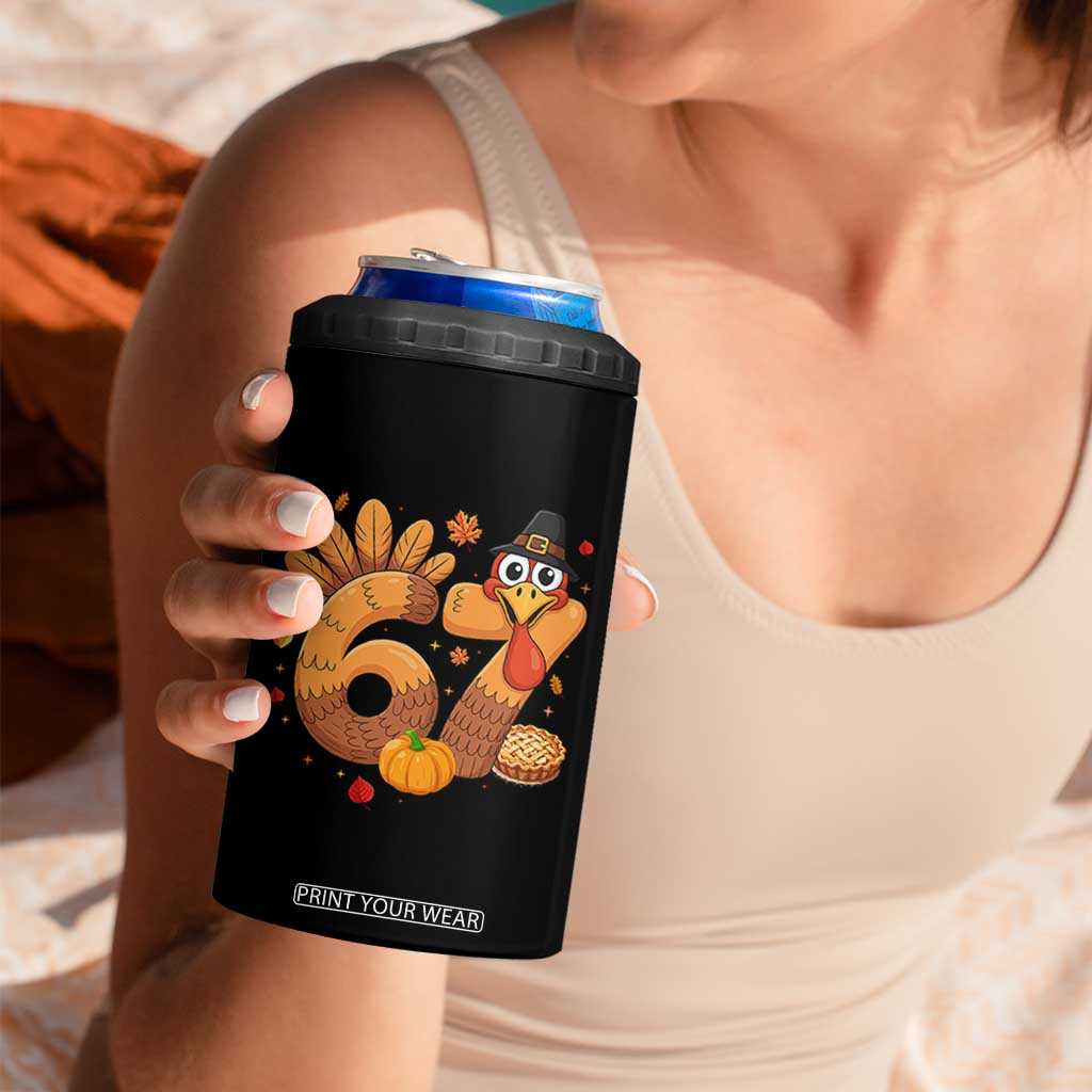 Funny Turkey Six And Seven Meme 4 in 1 Can Cooler Tumbler Thanksgiving Gift TS12 Print Your Wear