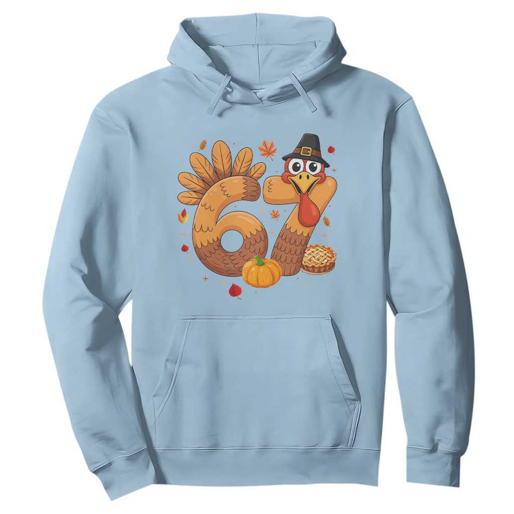 Funny Turkey Six And Seven Meme Hoodie Thanksgiving Gift TS12 Light Blue Print Your Wear