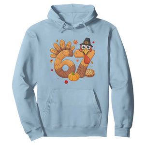 Funny Turkey Six And Seven Meme Hoodie Thanksgiving Gift TS12 Light Blue Print Your Wear