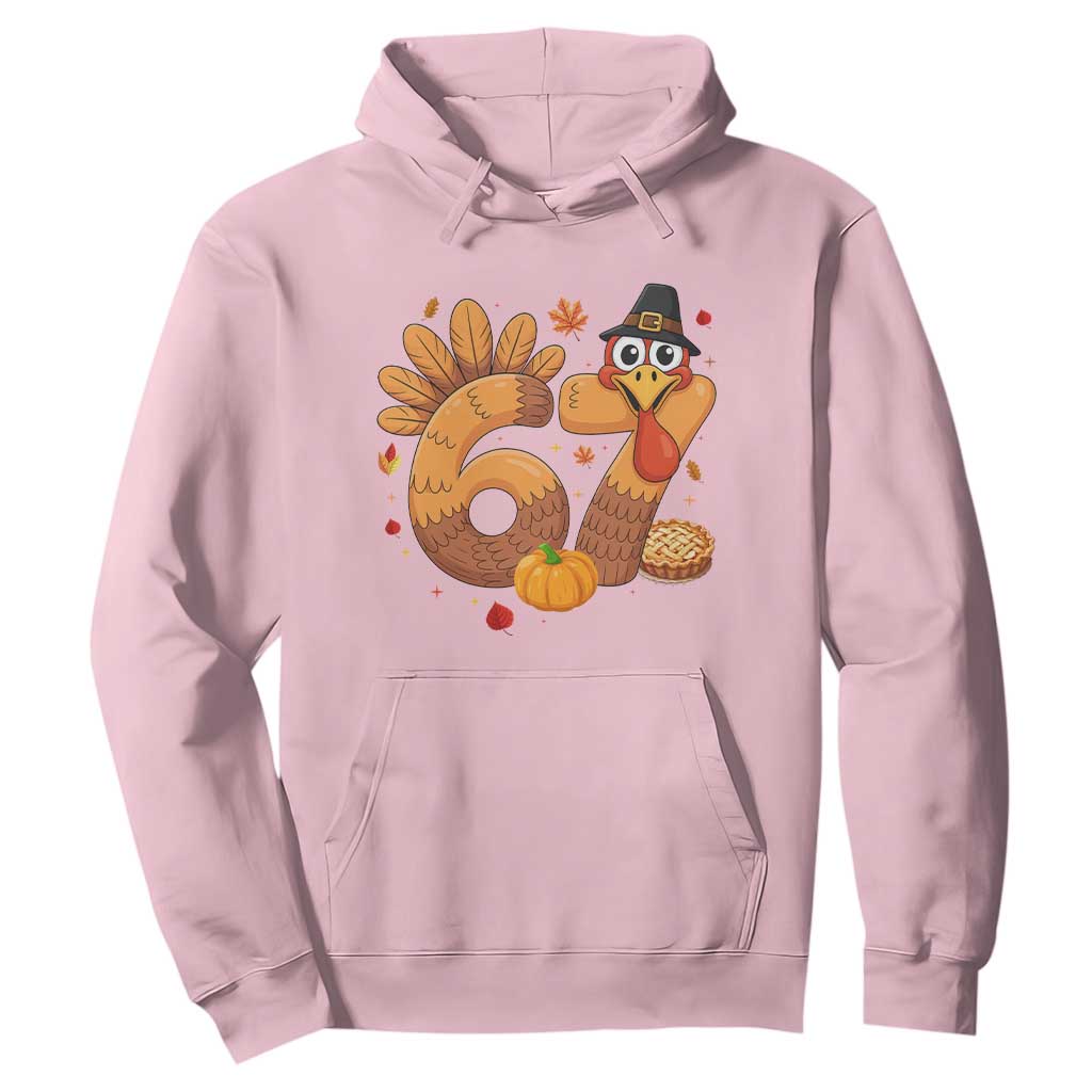Funny Turkey Six And Seven Meme Hoodie Thanksgiving Gift TS12 Light Pink Print Your Wear