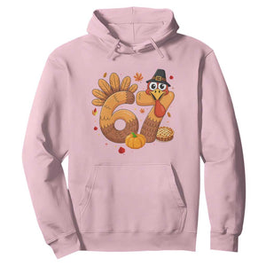 Funny Turkey Six And Seven Meme Hoodie Thanksgiving Gift TS12 Light Pink Print Your Wear