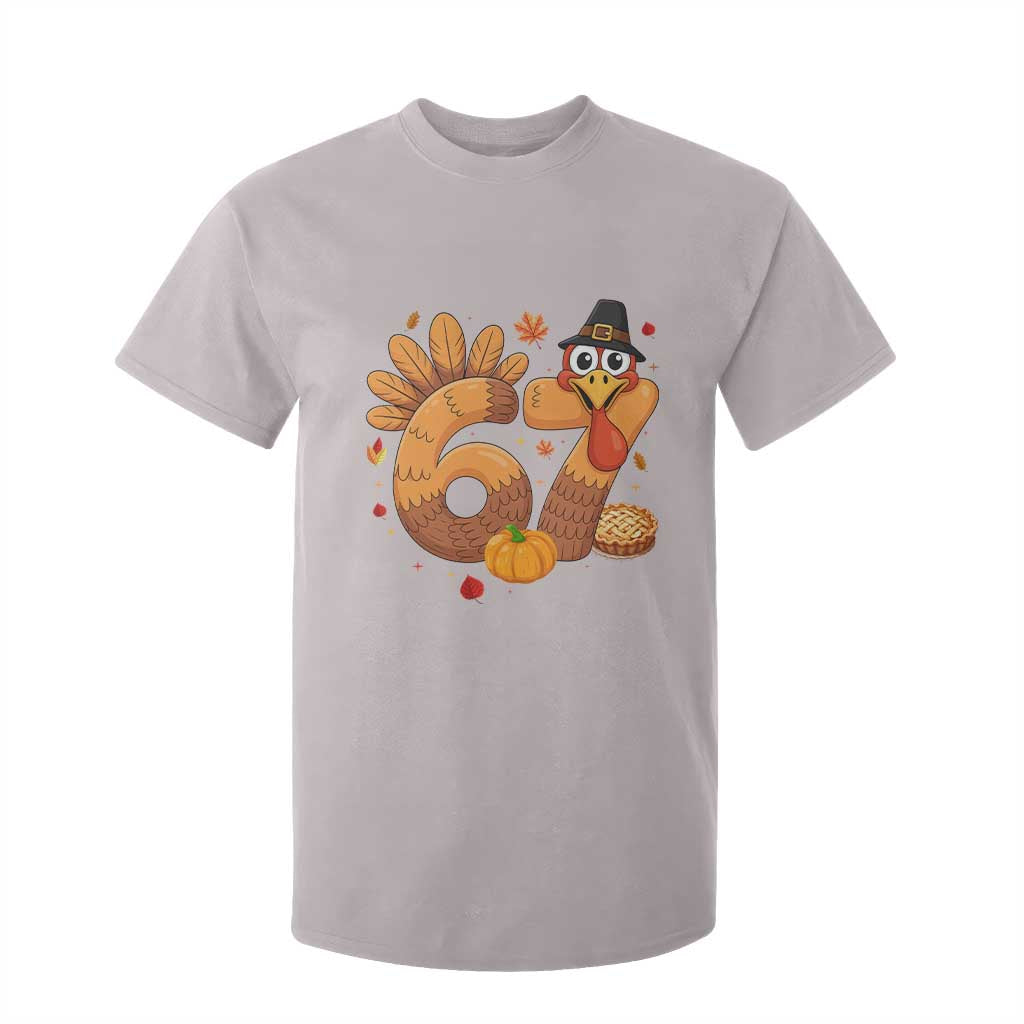 Funny Turkey Six And Seven Meme T Shirt For Kid Thanksgiving Gift TS12 Ice Gray Print Your Wear