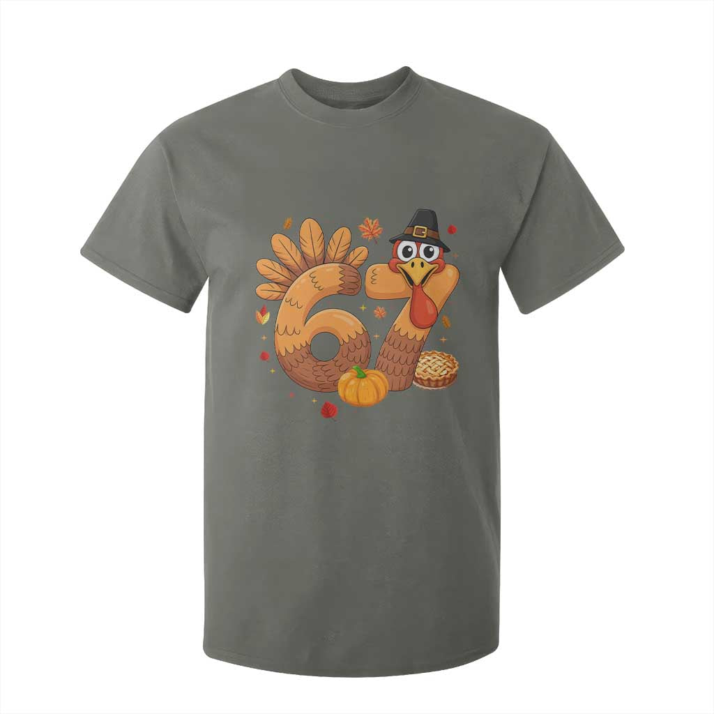 Funny Turkey Six And Seven Meme T Shirt For Kid Thanksgiving Gift TS12 Military Green Print Your Wear