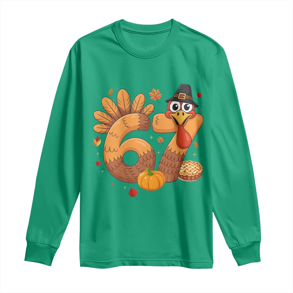 Funny Turkey Six And Seven Meme Long Sleeve Shirt Thanksgiving Gift TS12 Irish Green Print Your Wear