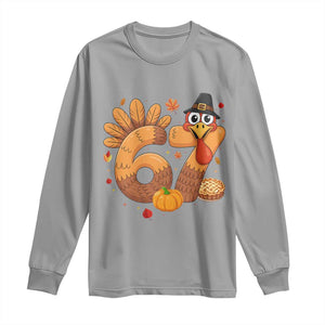 Funny Turkey Six And Seven Meme Long Sleeve Shirt Thanksgiving Gift TS12 Sport Gray Print Your Wear