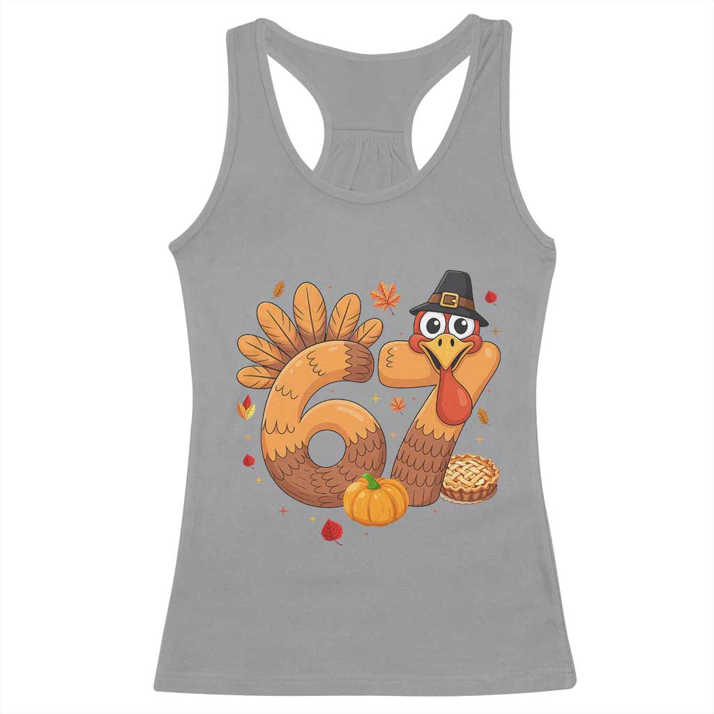 Funny Turkey Six And Seven Meme Racerback Tank Top Thanksgiving Gift TS12 Sport Gray Print Your Wear