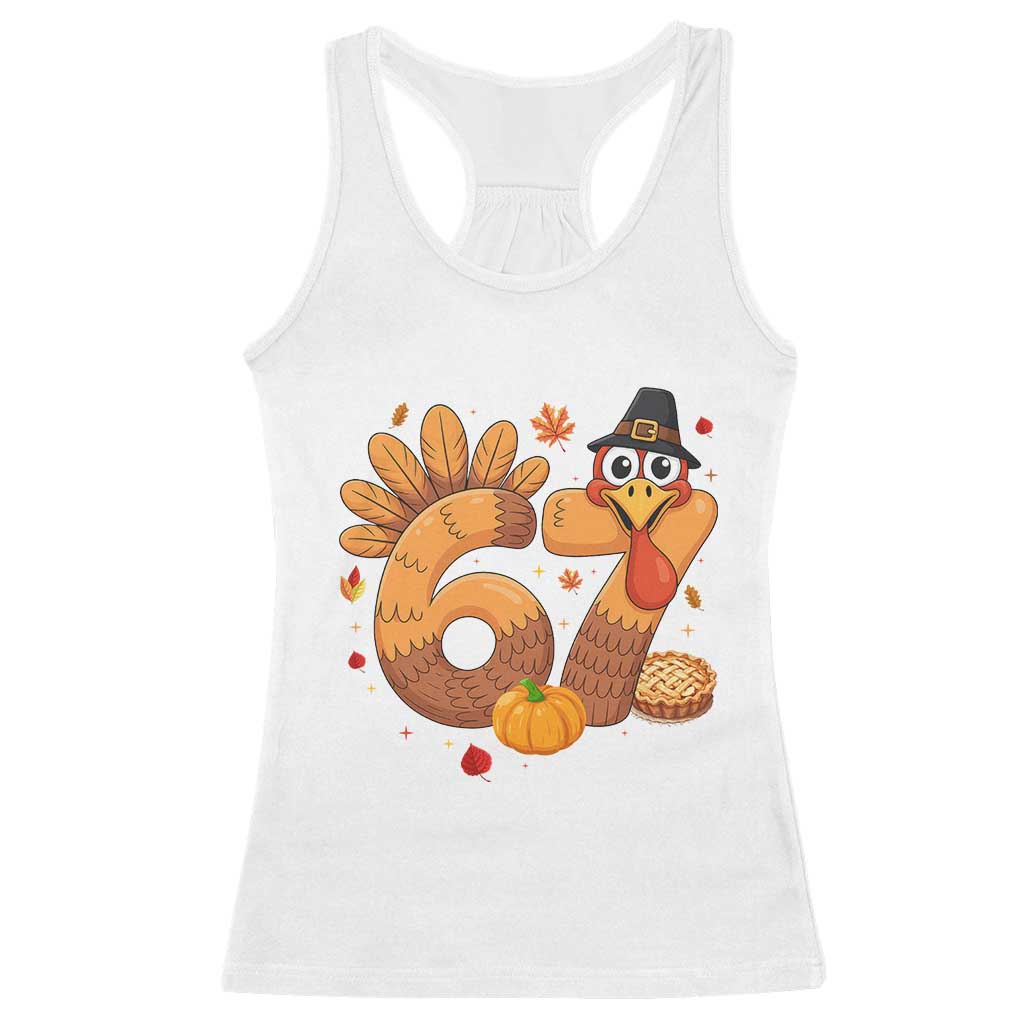 Funny Turkey Six And Seven Meme Racerback Tank Top Thanksgiving Gift TS12 White Print Your Wear