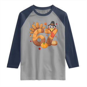 Funny Turkey Six And Seven Meme Raglan Shirt Thanksgiving Gift TS12 Sport Gray Navy Print Your Wear