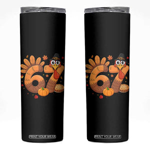 Funny Turkey Six And Seven Meme Skinny Tumbler Thanksgiving Gift TS12 Black Print Your Wear