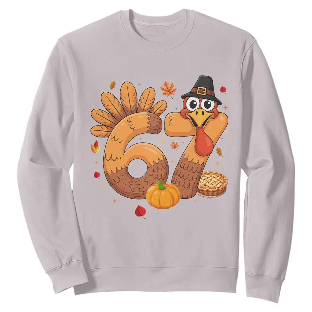 Funny Turkey Six And Seven Meme Sweatshirt Thanksgiving Gift TS12 Ice Gray Print Your Wear