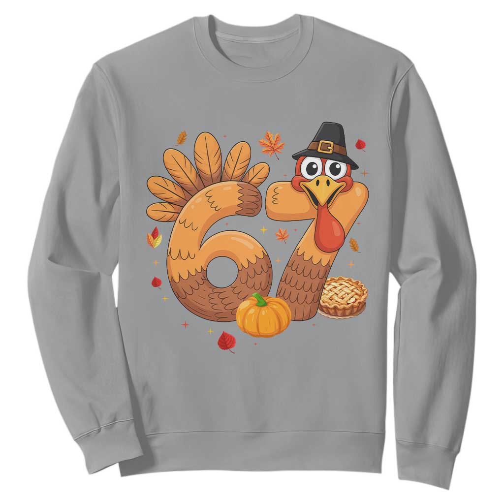 Funny Turkey Six And Seven Meme Sweatshirt Thanksgiving Gift TS12 Sport Gray Print Your Wear