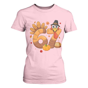Funny Turkey Six And Seven Meme T Shirt For Women Thanksgiving Gift TS12 Light Pink Print Your Wear
