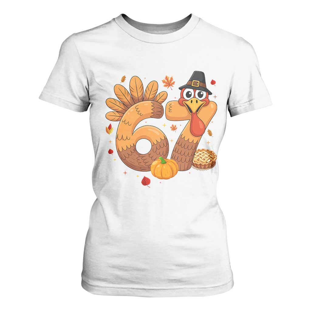 Funny Turkey Six And Seven Meme T Shirt For Women Thanksgiving Gift TS12 White Print Your Wear