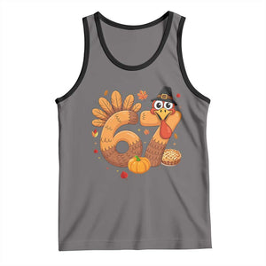 Funny Turkey Six And Seven Meme Tank Top Thanksgiving Gift TS12 Deep Heather Black Print Your Wear