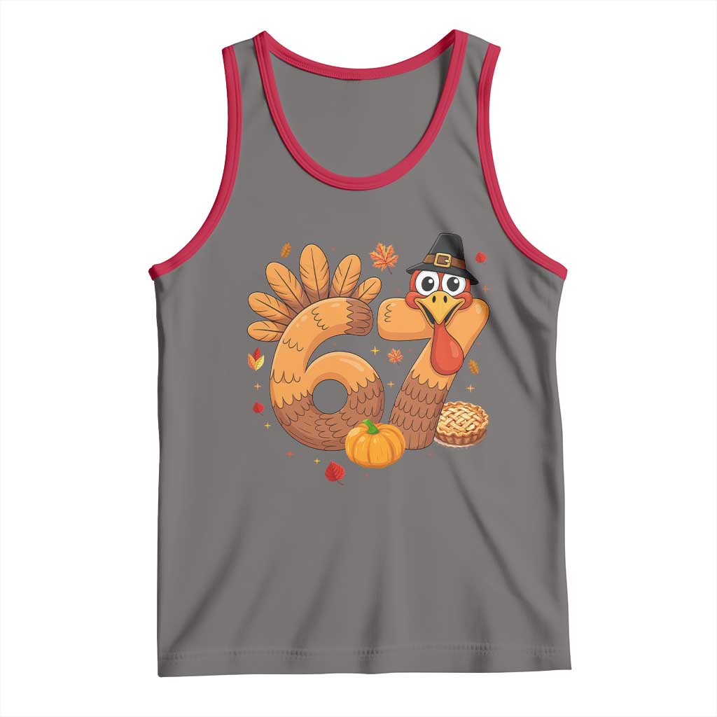 Funny Turkey Six And Seven Meme Tank Top Thanksgiving Gift TS12 Deep Heather Red Print Your Wear