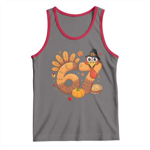 Funny Turkey Six And Seven Meme Tank Top Thanksgiving Gift TS12 Deep Heather Red Print Your Wear