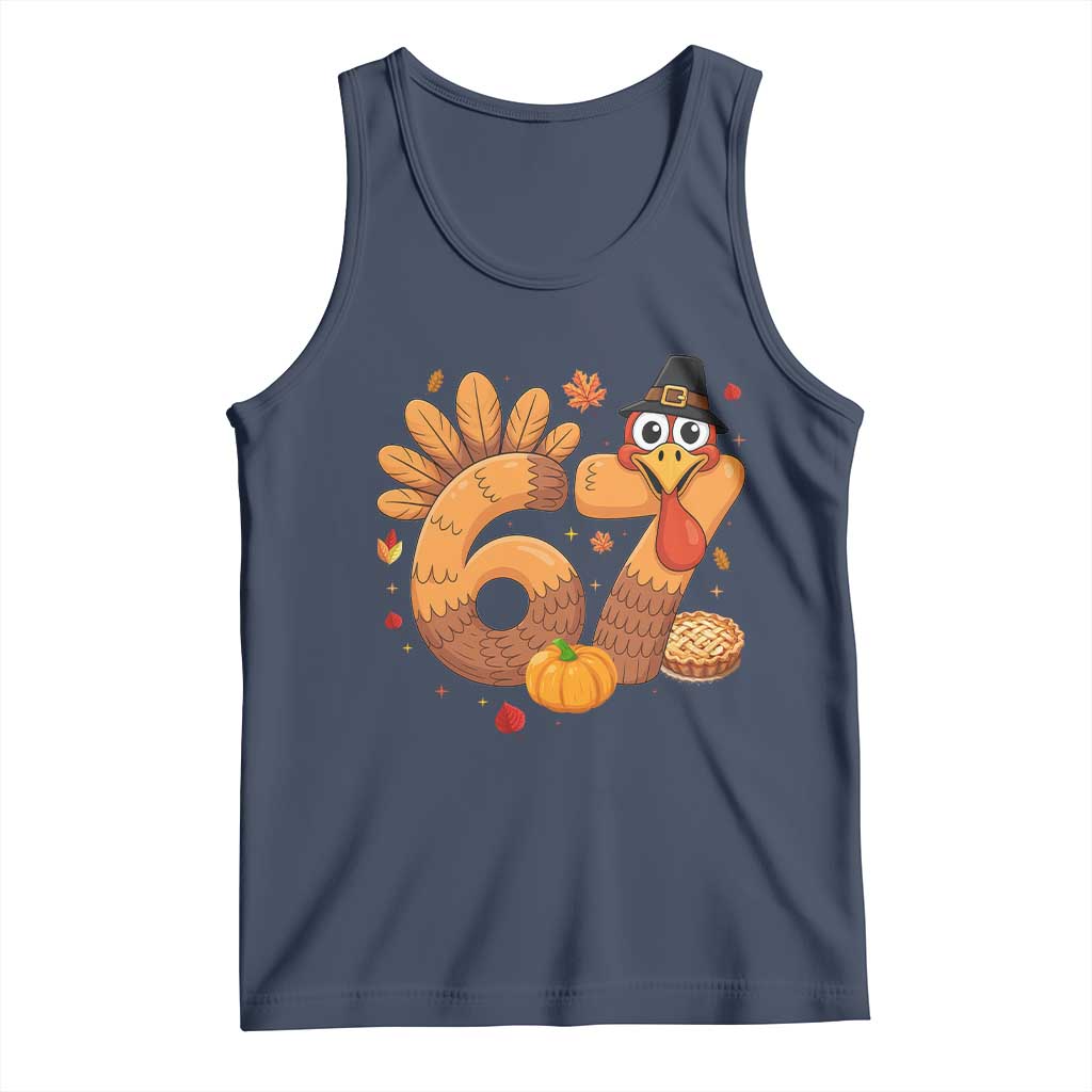 Funny Turkey Six And Seven Meme Tank Top Thanksgiving Gift TS12 Navy Print Your Wear