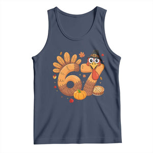 Funny Turkey Six And Seven Meme Tank Top Thanksgiving Gift TS12 Navy Print Your Wear