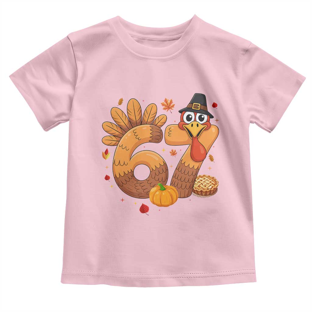 Funny Turkey Six And Seven Meme Toddler T Shirt Thanksgiving Gift TS12 Light Pink Print Your Wear