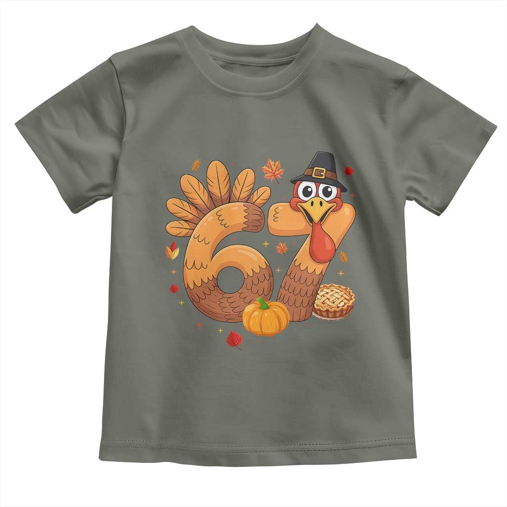 Funny Turkey Six And Seven Meme Toddler T Shirt Thanksgiving Gift TS12 Military Green Print Your Wear