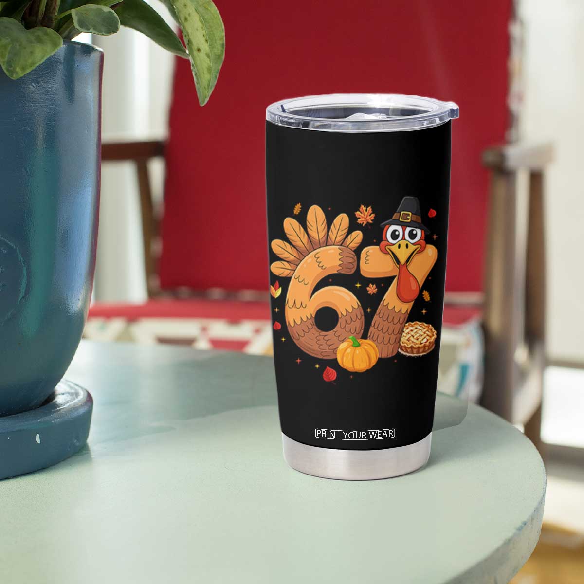 Funny Turkey Six And Seven Meme Tumbler Cup Thanksgiving Gift TS12 Print Your Wear