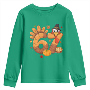 Funny Turkey Six And Seven Meme Youth Sweatshirt Thanksgiving Gift TS12 Irish Green Print Your Wear