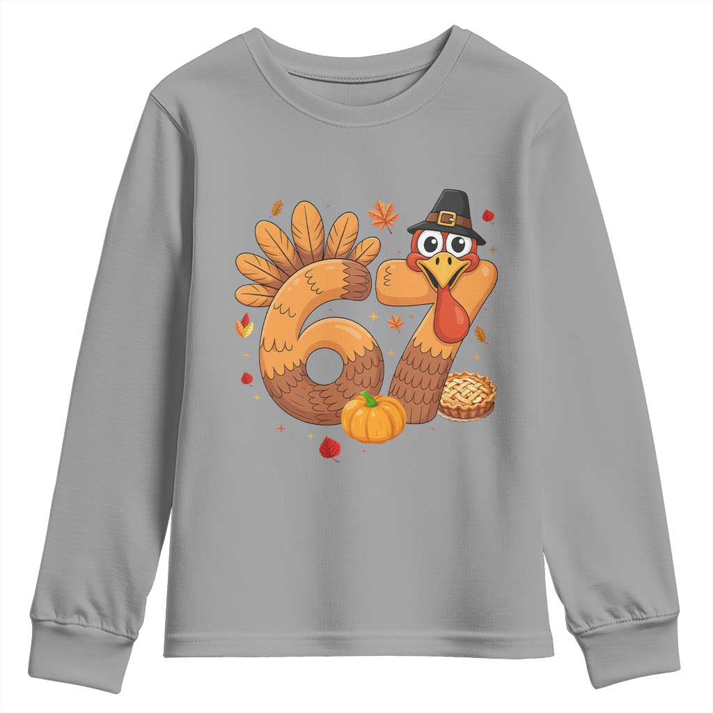 Funny Turkey Six And Seven Meme Youth Sweatshirt Thanksgiving Gift TS12 Sport Gray Print Your Wear