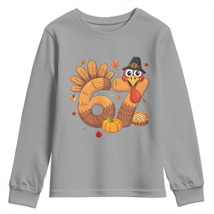 Funny Turkey Six And Seven Meme Youth Sweatshirt Thanksgiving Gift TS12 Sport Gray Print Your Wear
