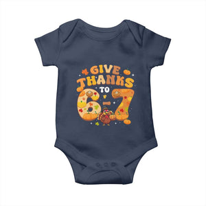Give Thanks To 67 Baby Onesie Funny Brainrot Six Seven Meme Thanksgiving Gift TS12 Navy Print Your Wear