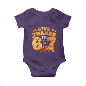 Give Thanks To 67 Baby Onesie Funny Brainrot Six Seven Meme Thanksgiving Gift TS12 Purple Print Your Wear
