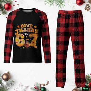 Give Thanks To 67 Plaid Pajama Set Funny Brainrot Six Seven Meme Thanksgiving Gift TS12 Buffalo Plaid Print Your Wear