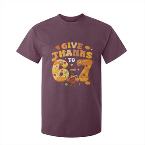 Give Thanks To 67 T Shirt For Kid Funny Brainrot Six Seven Meme Thanksgiving Gift TS12 Maroon Print Your Wear