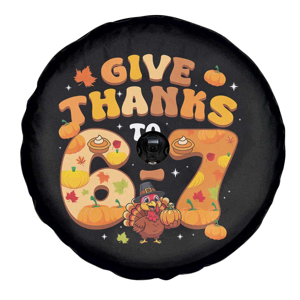 Give Thanks To 67 Spare Tire Cover Funny Brainrot Six Seven Meme Thanksgiving Gift - Print Your Wear