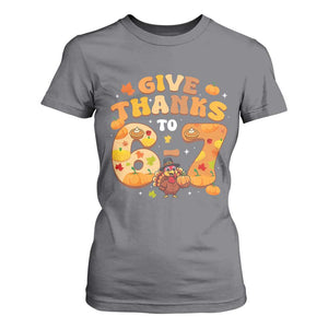 Give Thanks To 67 T Shirt For Women Funny Brainrot Six Seven Meme Thanksgiving Gift TS12 Charcoal Print Your Wear