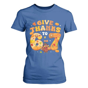 Give Thanks To 67 T Shirt For Women Funny Brainrot Six Seven Meme Thanksgiving Gift TS12 Royal Blue Print Your Wear