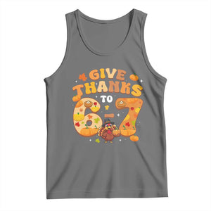 Give Thanks To 67 Tank Top Funny Brainrot Six Seven Meme Thanksgiving Gift TS12 Black Heather Print Your Wear