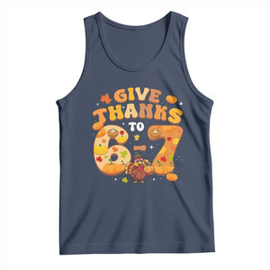 Give Thanks To 67 Tank Top Funny Brainrot Six Seven Meme Thanksgiving Gift TS12 Navy Print Your Wear