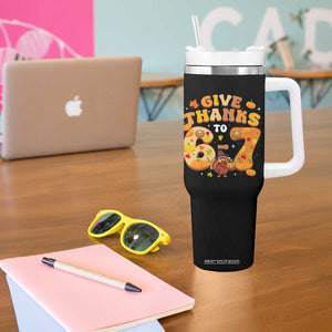 Give Thanks To 67 Tumbler With Handle Funny Brainrot Six Seven Meme Thanksgiving Gift TS12 Print Your Wear