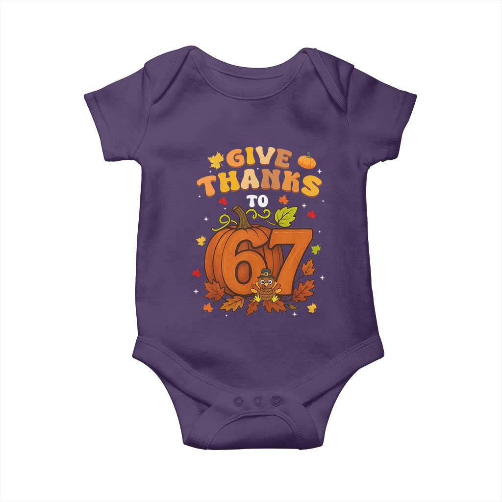 Thanksgiving Give Thanks To 67 Baby Onesie Funny Brainrot Meme Gift TS12 Purple Print Your Wear